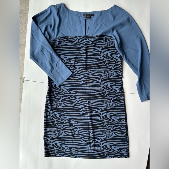 ARMANI exchange animal print blue dress size 0 bodycon - Picture 5 of 5